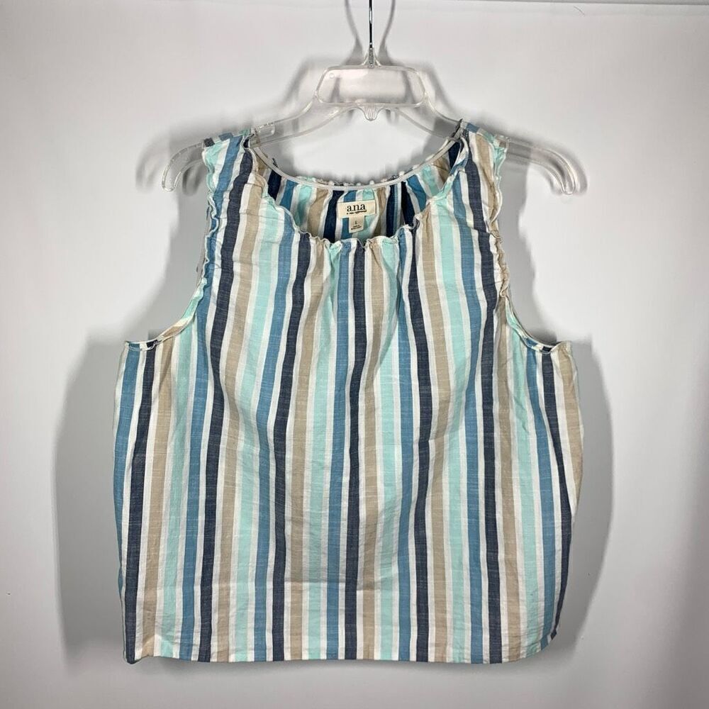 Ana A New Approach Women's Striped Open Back Tank Top Multicolor Size Large